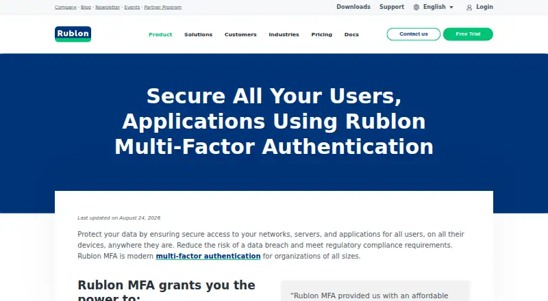 Rublon MFA's website