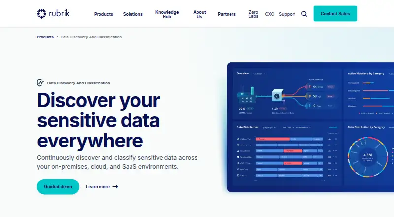 Rubrik Data Discovery and Classification's website