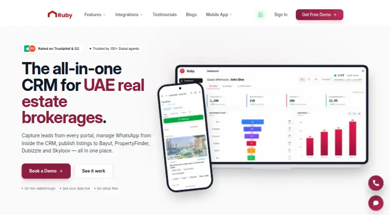 The Ruby CRM homepage