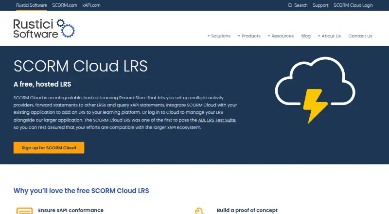 SCORM Cloud LRS's website