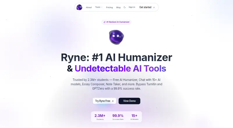 Ryne AI's website