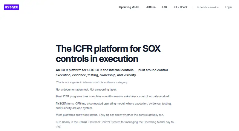 RYSQER ICFR Platform's website