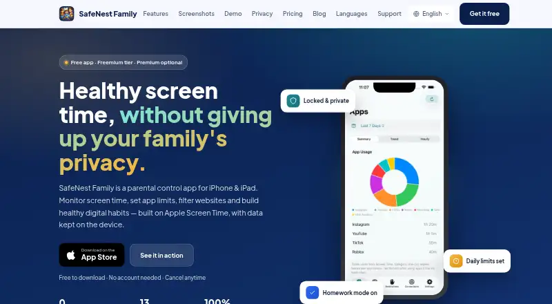 The SafeNest Family homepage