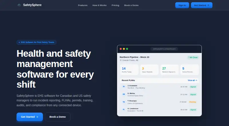 The SafetySphere homepage