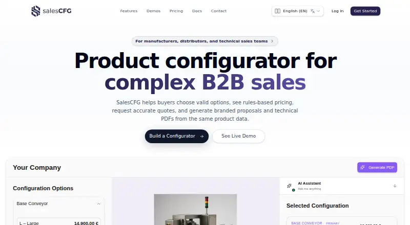 The SalesCFG homepage
