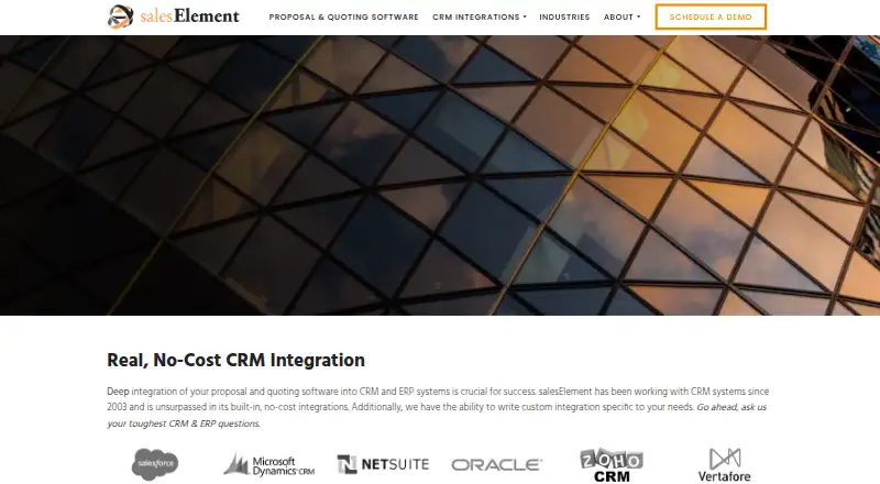 The salesElement homepage