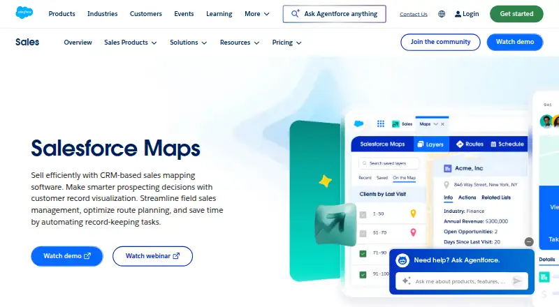 Salesforce Maps's website