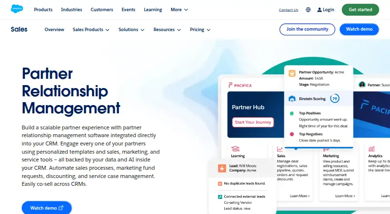 Salesforce PRM's website