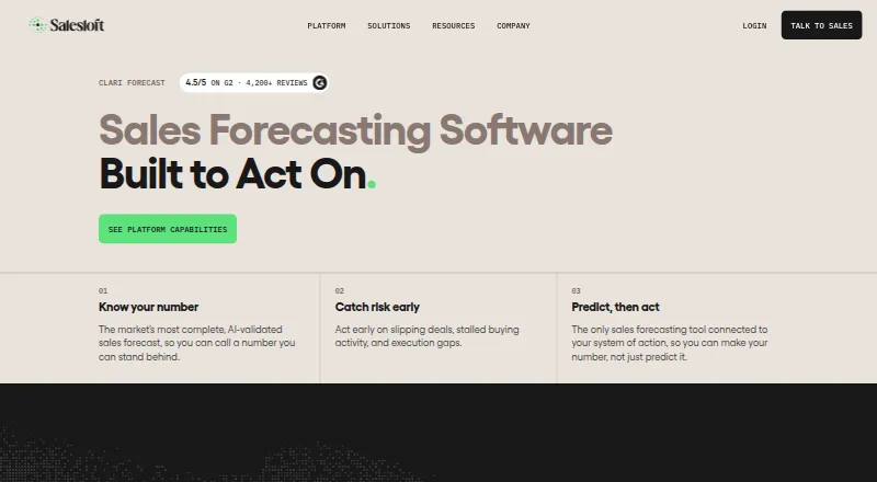 The Clari Forecast homepage