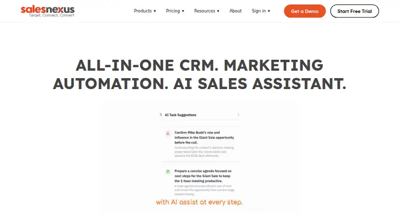 The SalesNexus homepage