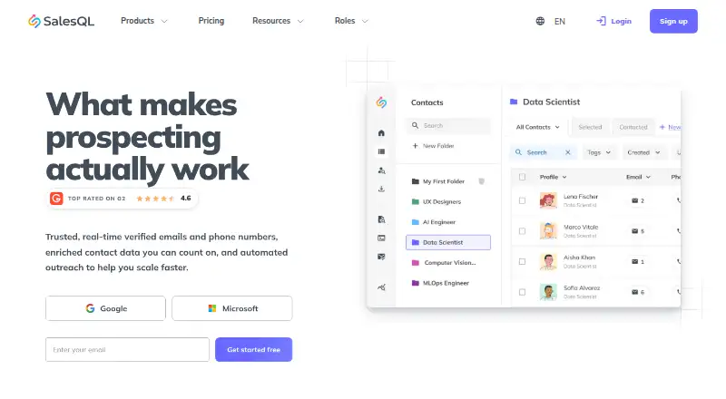 The SalesQL homepage