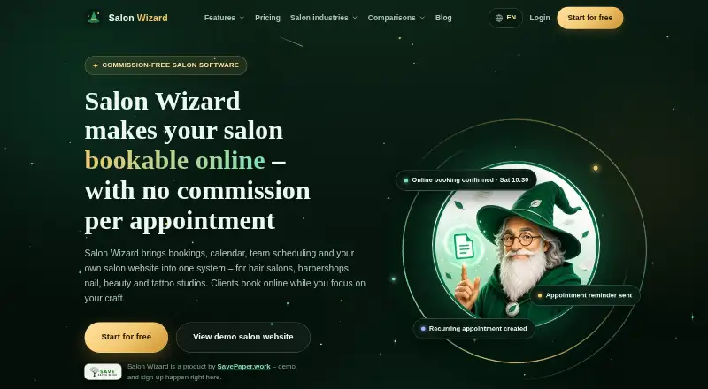 Salon Wizard's website