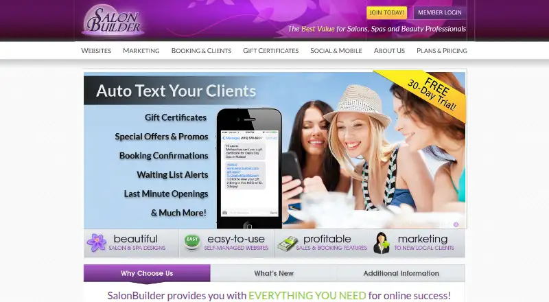 SalonBuilder's website