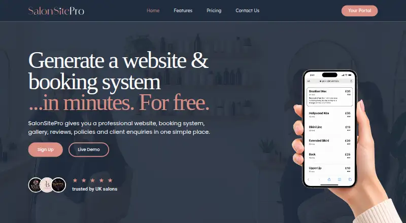 SalonSitePro's website