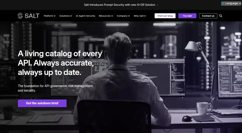Salt Security API Inventory's website