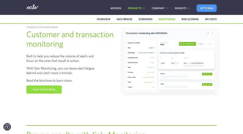 Salv Monitoring's website