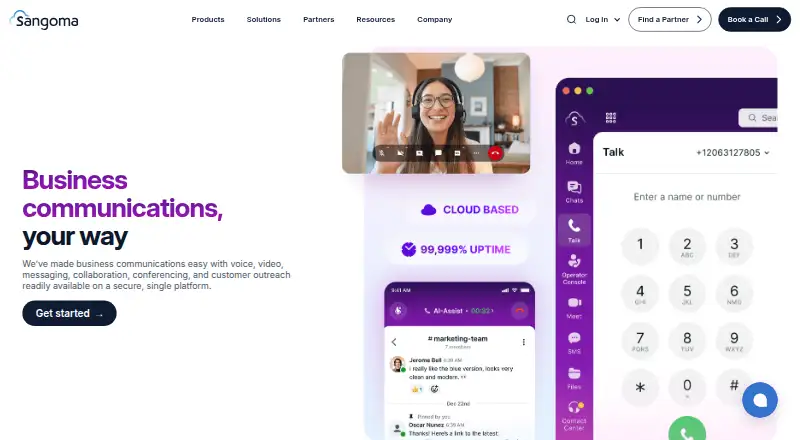 Sangoma Communications Platform's website