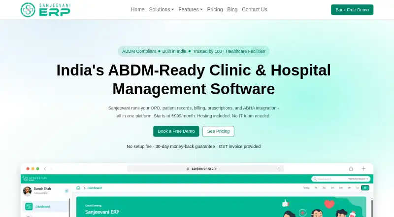 Sanjeevani ERP's website