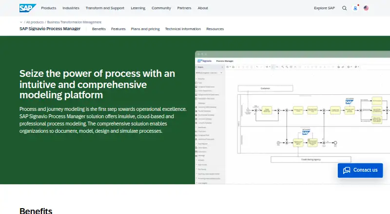The SAP Signavio Process Manager homepage