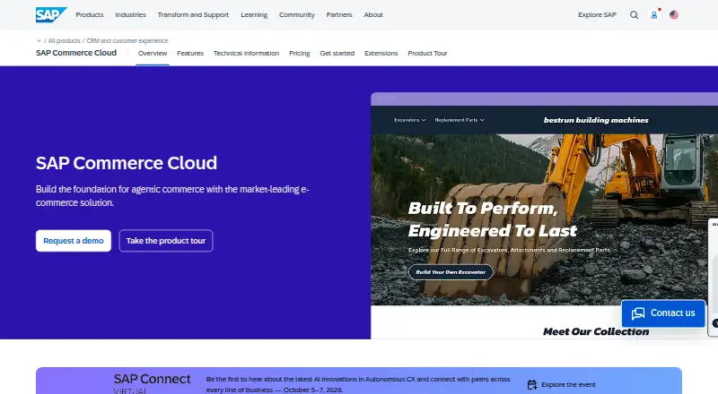 The SAP Commerce Cloud homepage