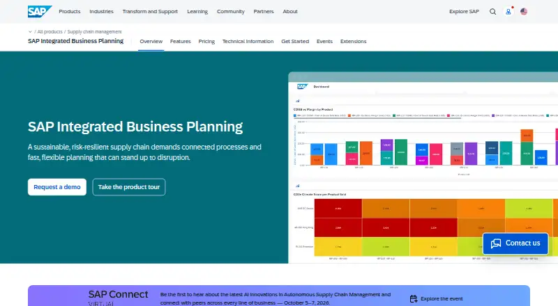 The SAP Integrated Business Planning homepage