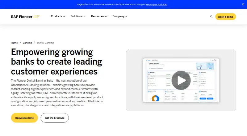 SAP Fioneer Digital Banking's website