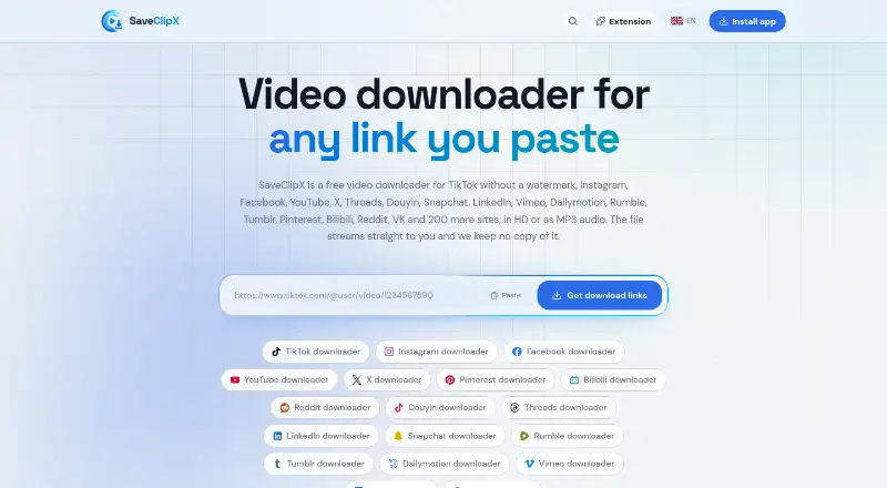 SaveClipX's website