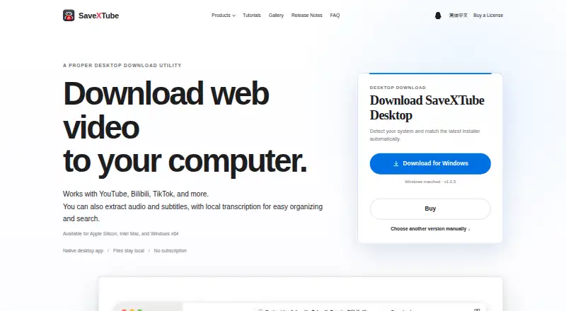SaveXTube Desktop's website