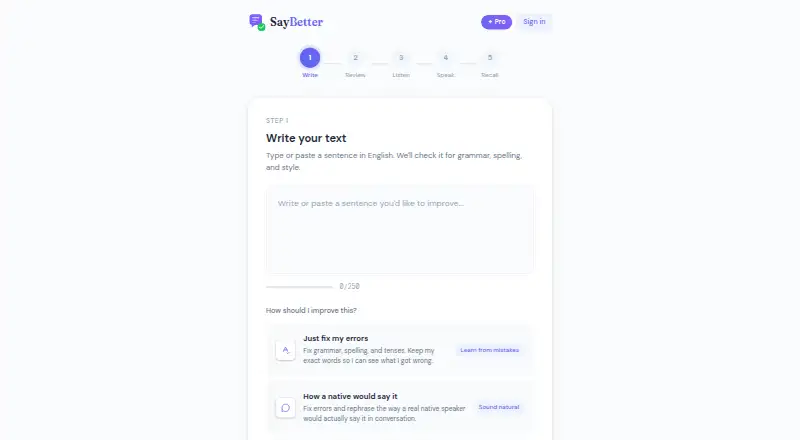 The SayBetter homepage