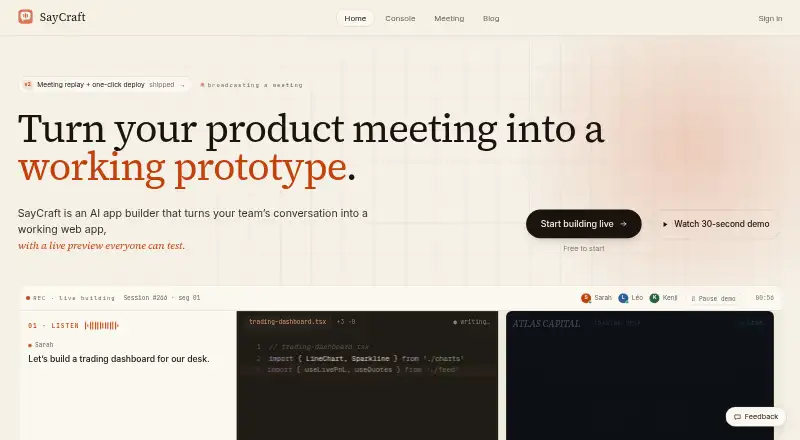 SayCraft's website