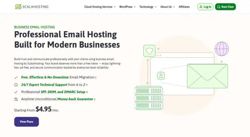 ScalaHosting Email's website