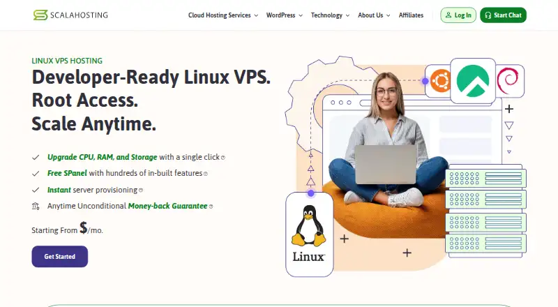 ScalaHosting Linux VPS's website