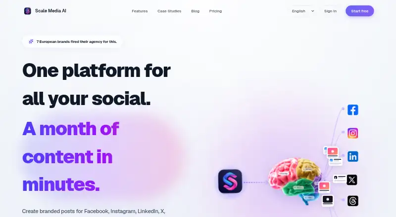 The Scale Media AI homepage