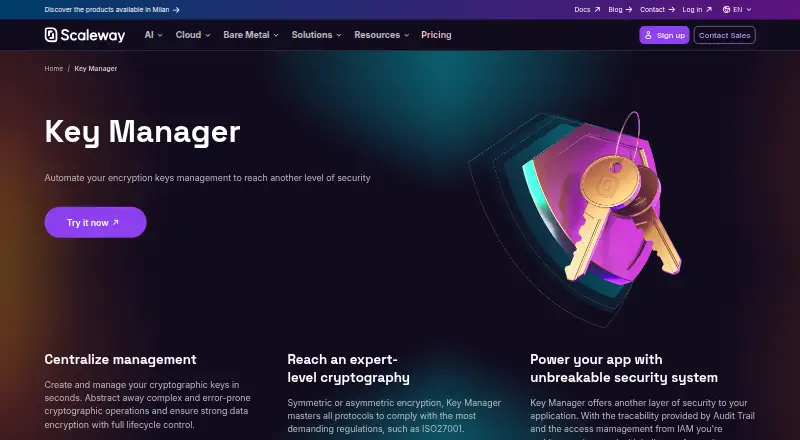 Scaleway Key Manager's website