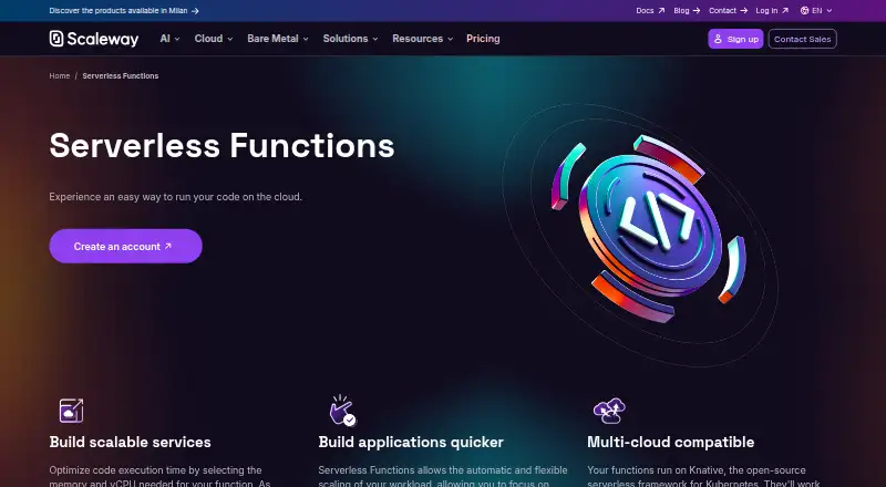 Scaleway Functions's website