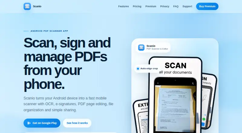 The Scanio homepage