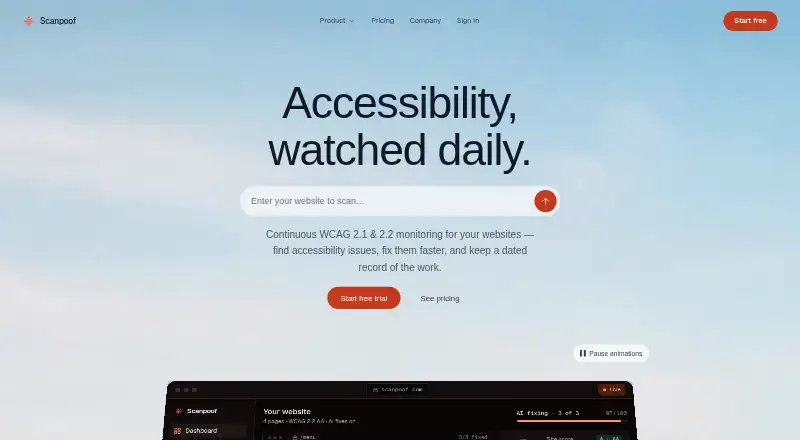 The Scanpoof homepage