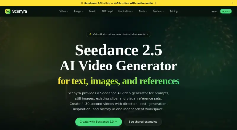 The Scenyra homepage