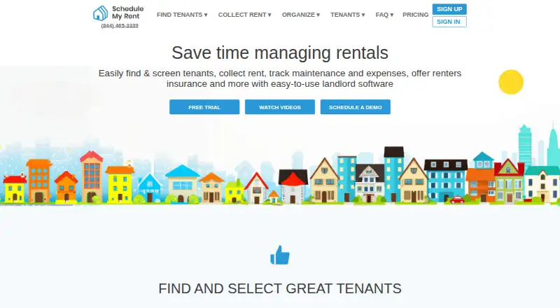 The Schedule My Rent homepage