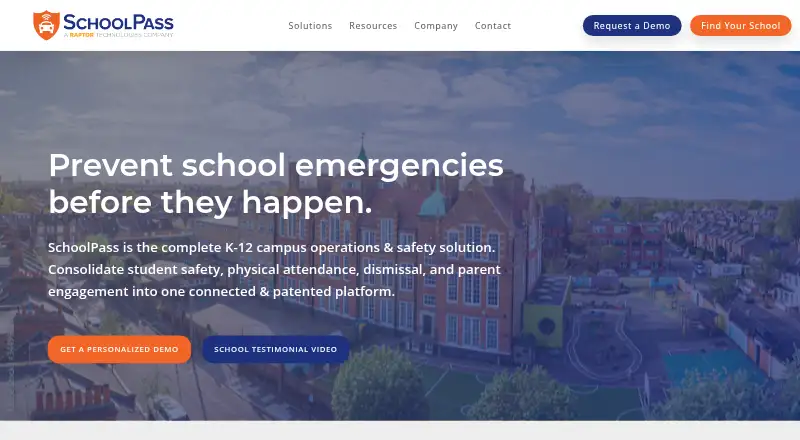SchoolPass Visitor Management's website