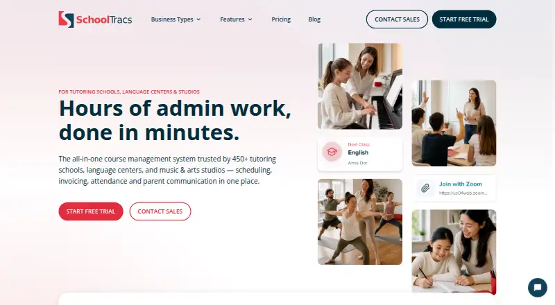 The SchoolTracs homepage