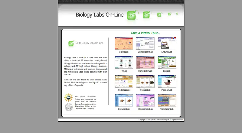 The Biology Labs Online homepage