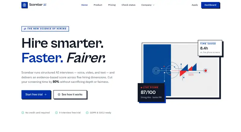 The Scorebar AI homepage