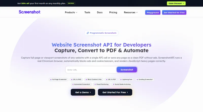 ScreenshotAPI's website