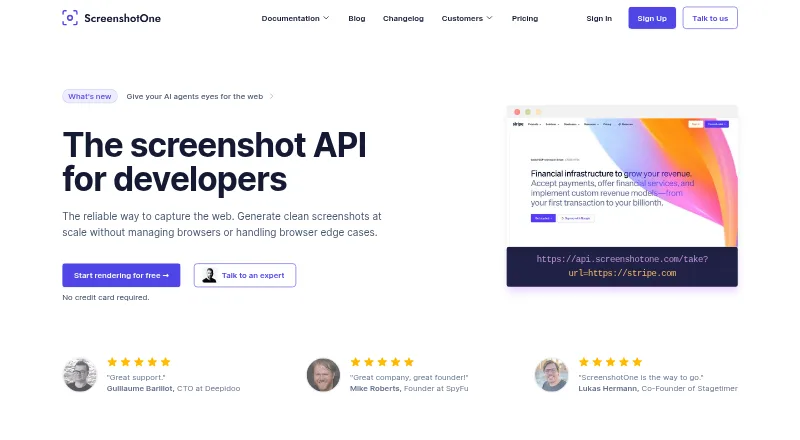 ScreenshotOne's website