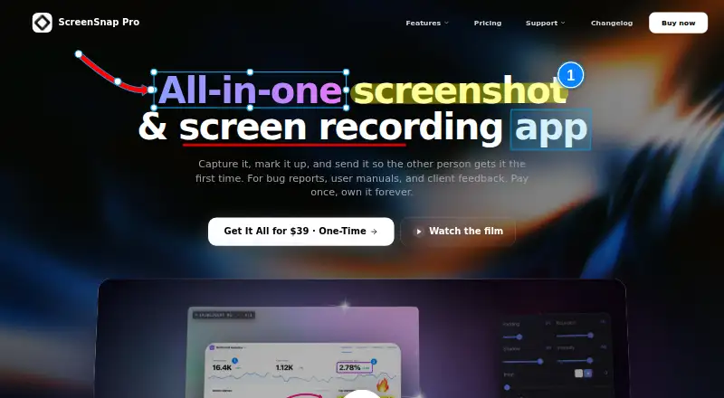 The ScreenSnap Pro homepage