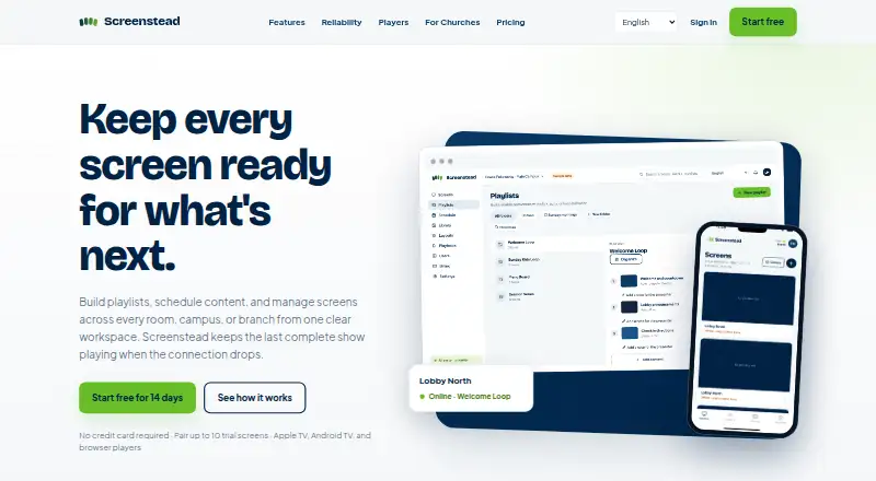 Screenstead's website