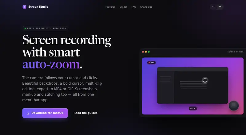 Screen Studio's website