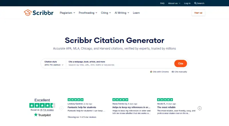Scribbr Citation Generator's website