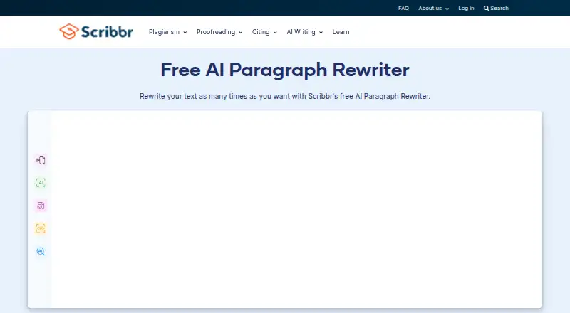 The Scribbr Paragraph Rewriter homepage
